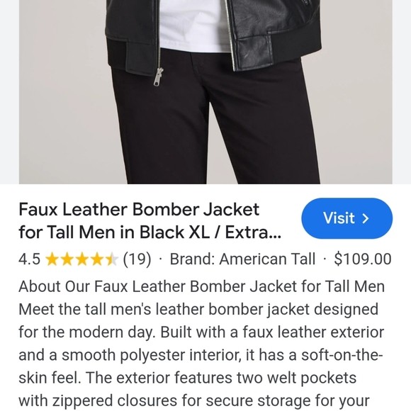 Bomber Jacket Faux Leather 4XL NWOT - Picture 5 of 5